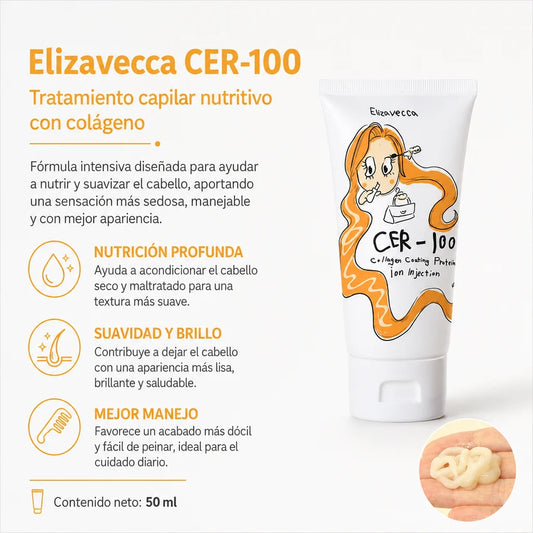 Elizavecca CER-100  Colageno y Proteina tratamiento capilar hidratante y reparador/ Sin enjuague