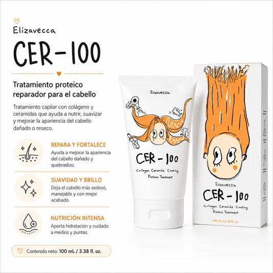 CER-100 Collagen Ceramide Coating Hair Protein Treatment de ELIZAVECCA/ Con enjuague